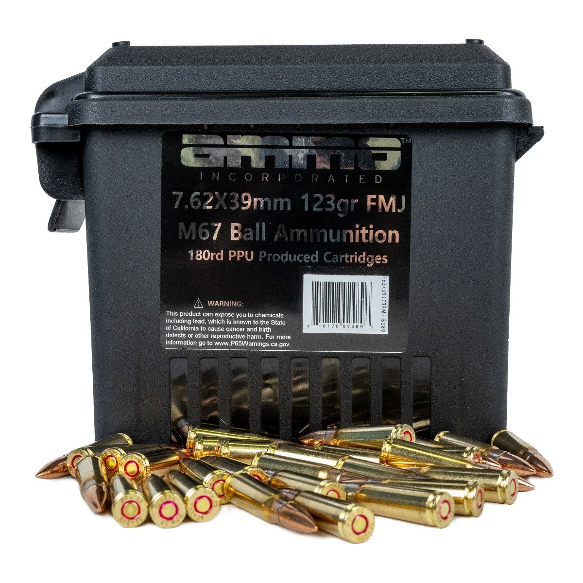 Ammo Inc 7.62x39 M67 123gr 180rd Ammo Can - 762X39123FMJ-B180 - Ammo Inc
