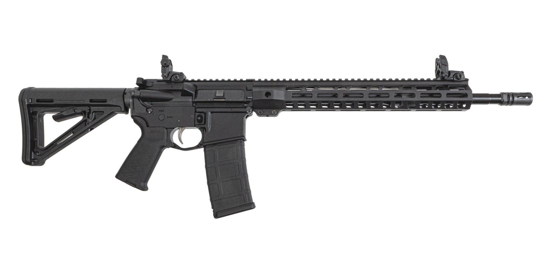 PSA 16" Mid-Length 5.56 NATO 1/7 Nitride 13.5" Lightweight M-Lok MOE EPT Rifle WIth MBUS Sight Set