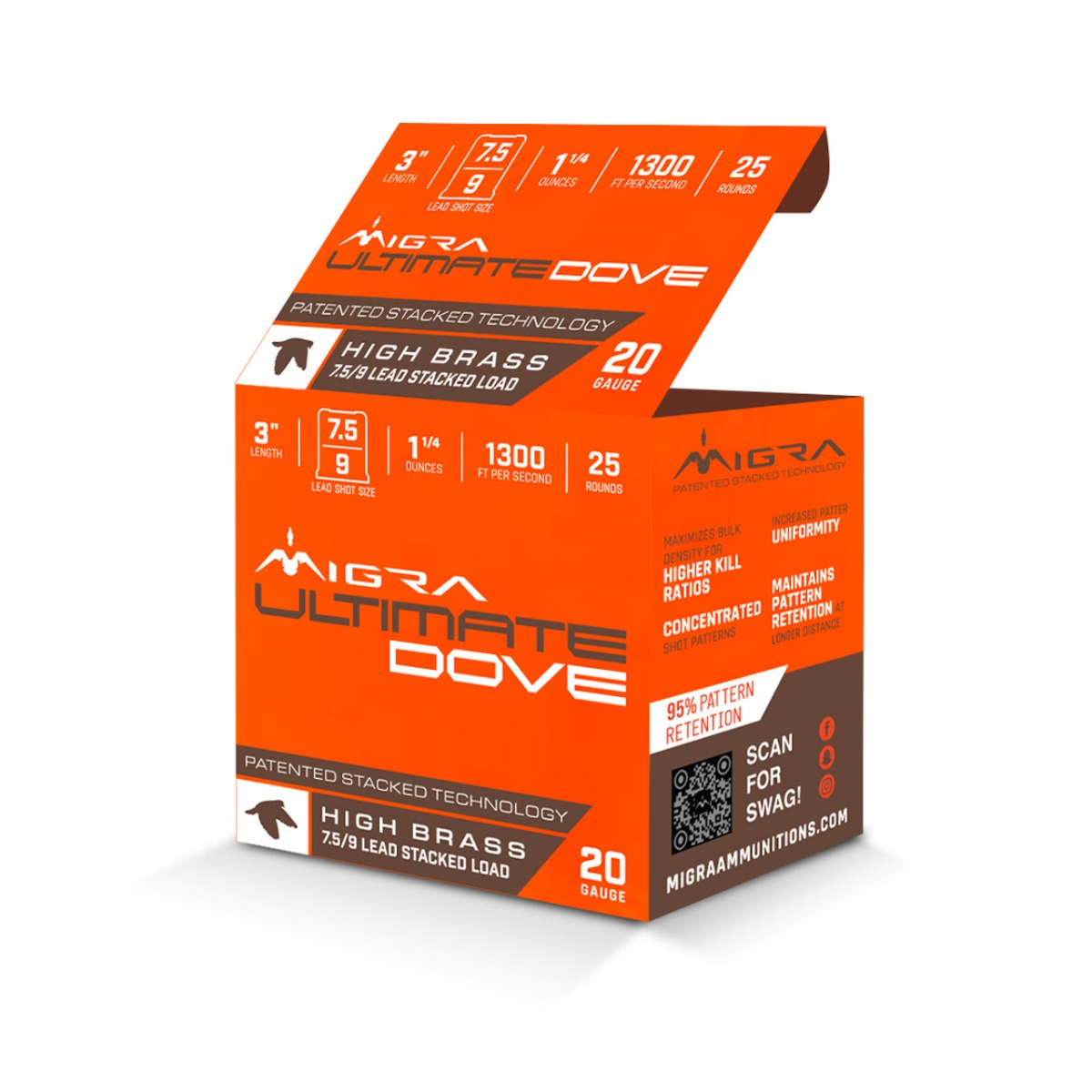 Migra Dove Ultimate Load 20 Gauge 3" 7.5-9 Stacked 1-1/4oz Ammo, 25rds - M-20UD-75-9 - Migra Ammunition