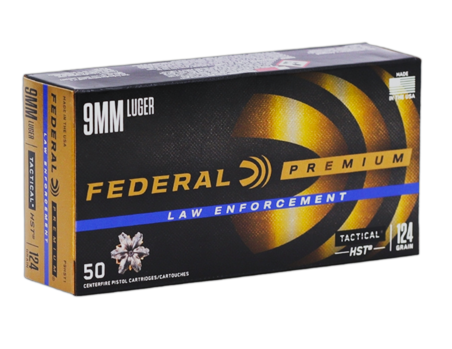 Federal Premium LE Tactical 9mm 124gr HST Jacketed Hollow Point Ammo, 50rds - P9HST1 - Federal