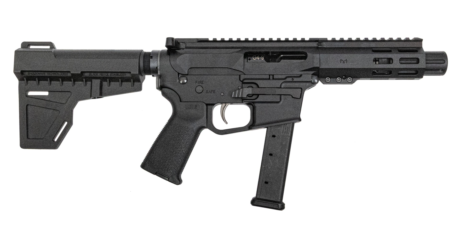 PSA Gen4 4" 9mm 1/10 GX 5" Lightweight Hex M-Lok MOE EPT Shockwave Pistol - Palmetto State Armory