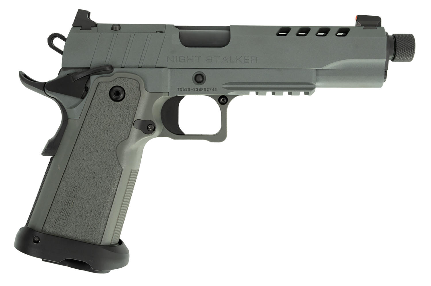 Tisas 1911 Night Stalker DS OR 9mm 5" 17rd Pistol, Platinum Grey Cerakote - 12500006