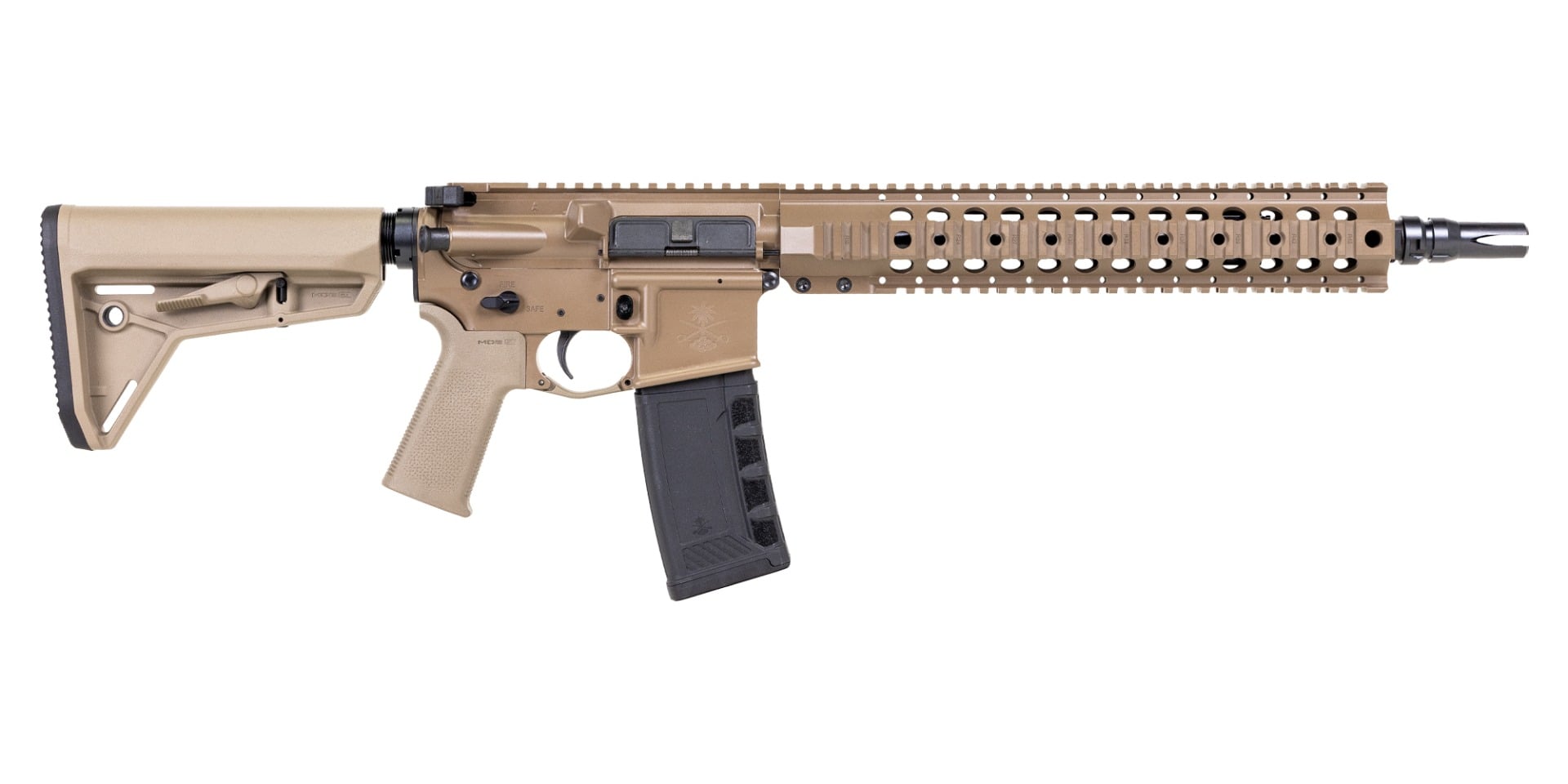 PSA "Sabre" Forged 13.7" Mid-Length 5.56 Rifle w/ 13" Quad Rail & JMAC GFHC-E Pin/Weld, FDE Cerakote - Palmetto State Armory