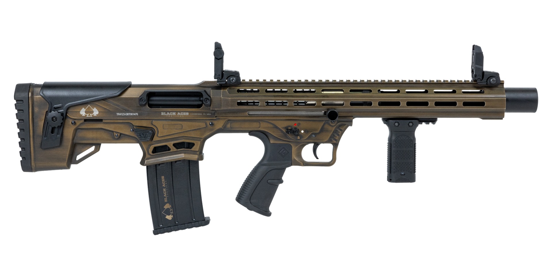Black Aces Bullpup 12 Gauge 18.5" Semi-Auto 5rds, Distressed Bronze - BATBLPDBR - Black Aces Tactical