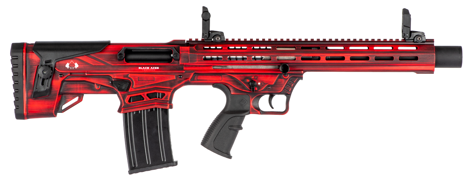 Black Aces Bullpup 12 Gauge 18.5" 5rds Shotgun, Distressed Red - BATBLPR - Black Aces Tactical