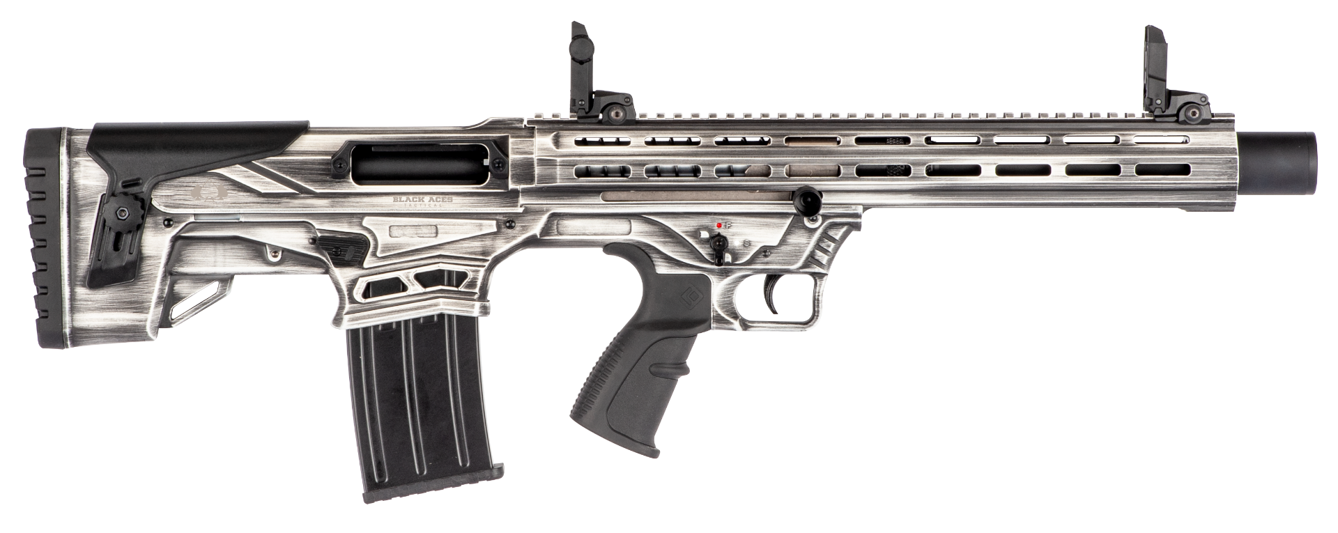 Black Aces Bullpup 12 Gauge 18.5" 5rds Shotgun, Distressed White - BATBLPW - Black Aces Tactical