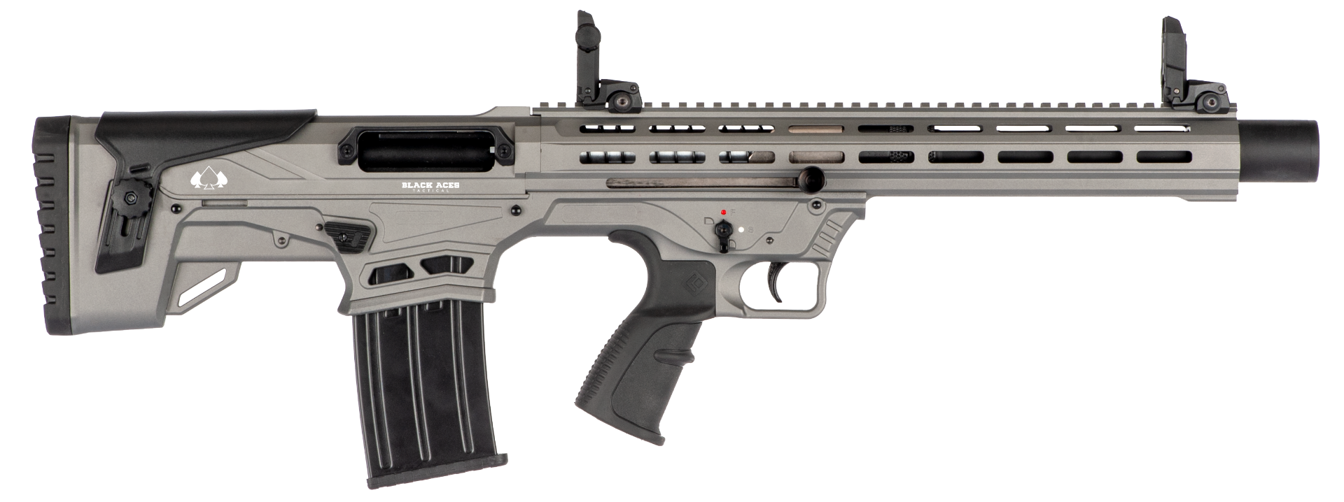 Black Aces Bullpup 12 Gauge 18.5" 5rds Shotgun, Grey - BATBLPG - Black Aces Tactical