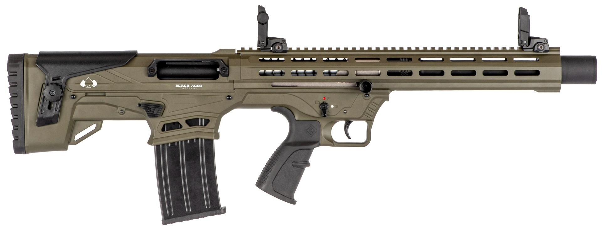 Black Aces Bullpup 12 Gauge 18.5" Semi-Auto 5rds, OD Green - BATBLPO - Black Aces Tactical