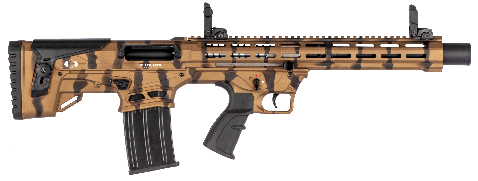 Black Aces Bullpup  12 Gauge 18.5" Semi-Auto 5rds, Tiger Stripe - BATBLPT - Black Aces Tactical