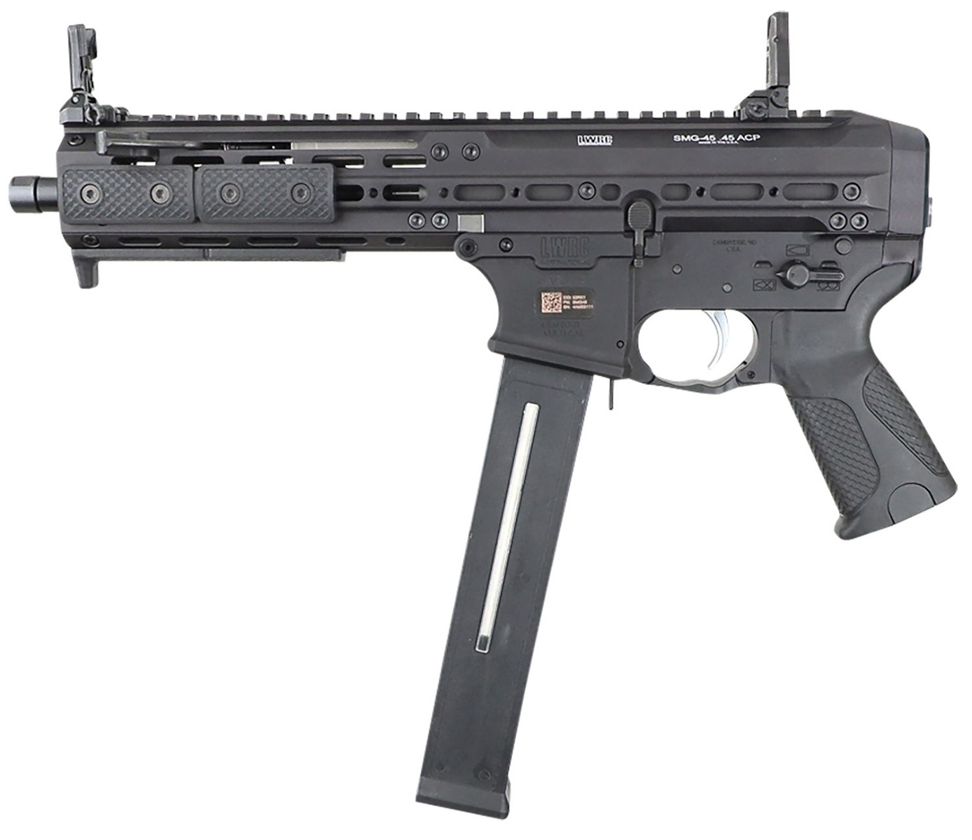 LWRC SMG 45 .45 ACP 8.5" 25rd, Black - SMGP45B8S - Lwrc