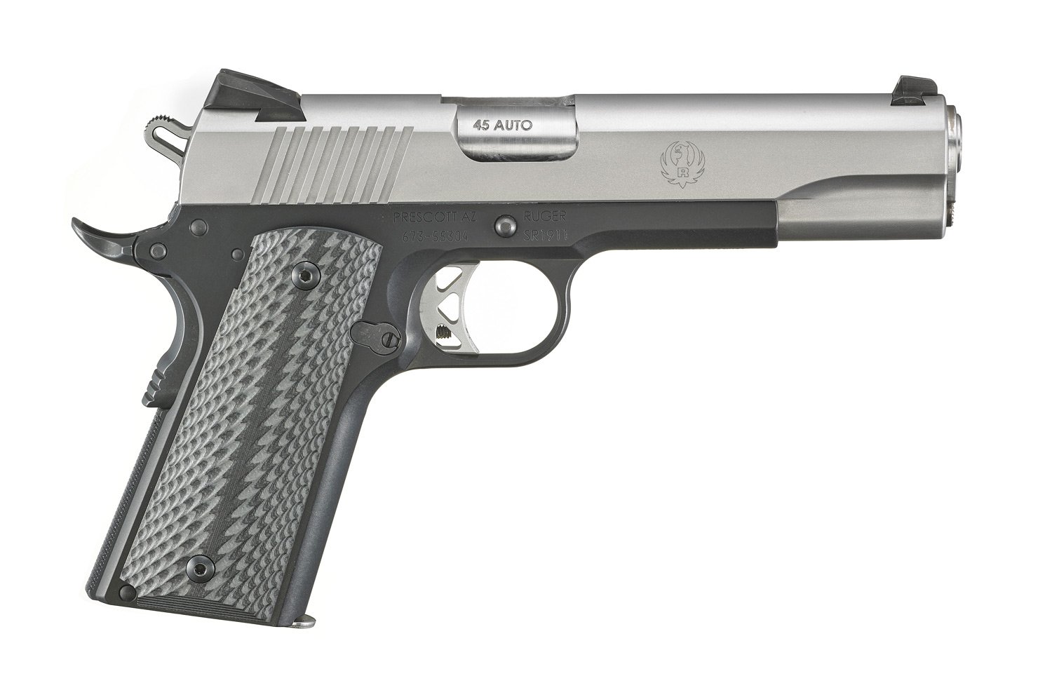 Ruger SR1911 .45 ACP 5" 8rd, Stainless Steel / Black - 06792