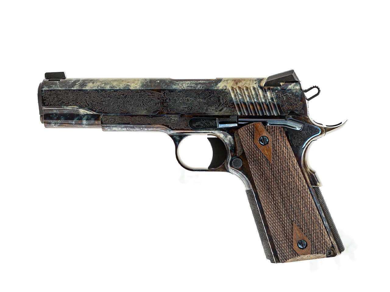 Standard Manufacturing 1911 Case Hardened Engraved .45ACP 5" 7rd - 1911CC1 - Standard Mfg