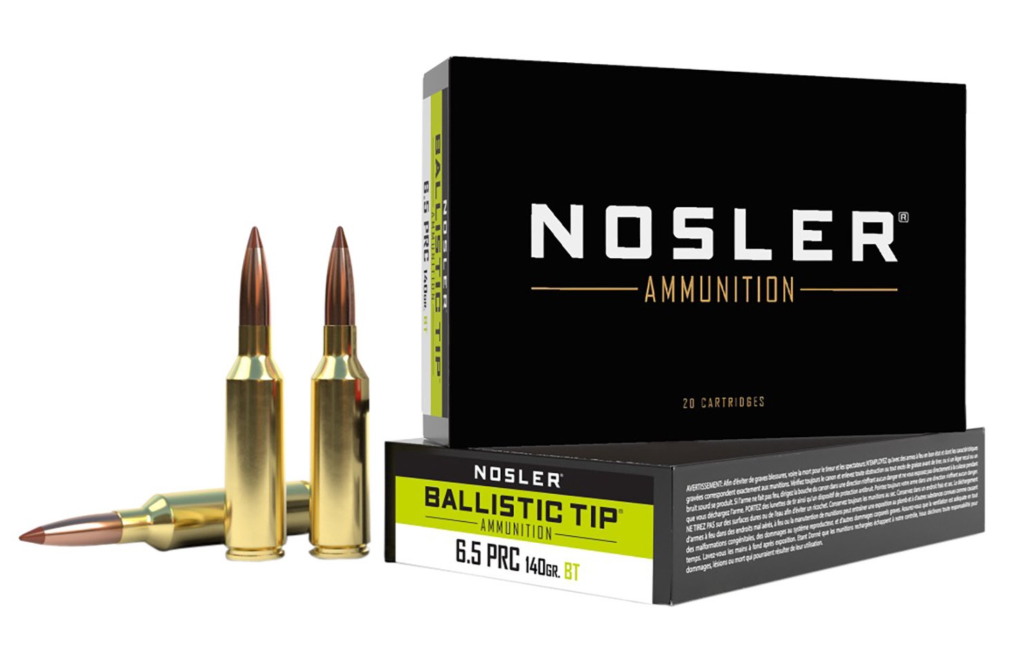 Nosler Ballistic Tip 6.5 PRC 140gr Spitzer Boat-Tail (SBT) 20rds - 43457 - Nosler
