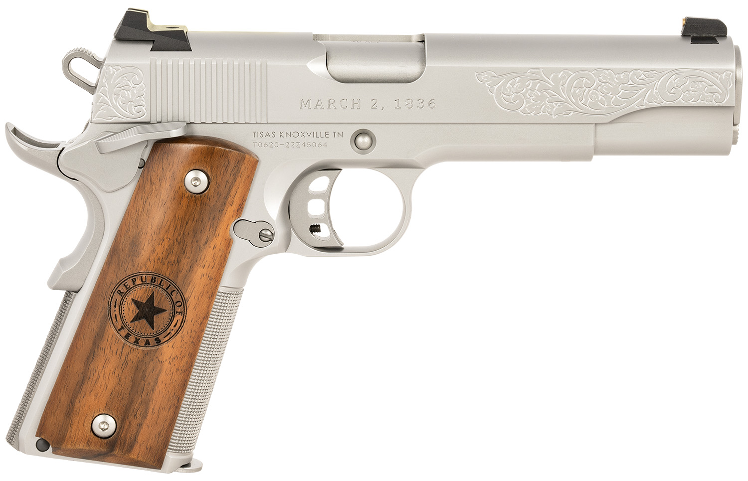 Tisas 1911 Republic Of Texas .45 ACP 5" 8rd, Stainless - 10100514 - Tisas