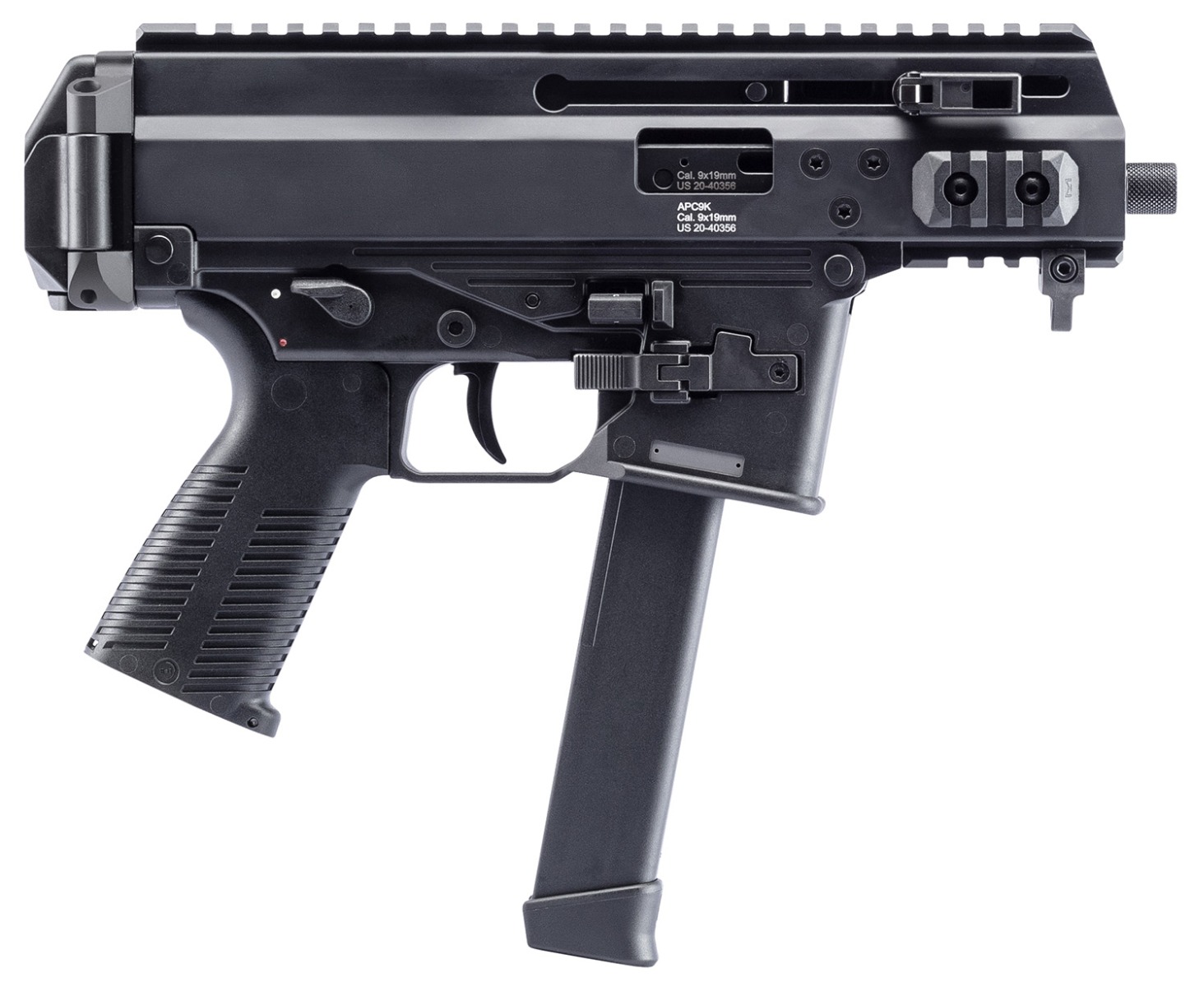 B&T APC9K PRO 9mm Semi-Auto Tactical Pistol, 4.3" Barrel, Black - BT36176502G - B&T