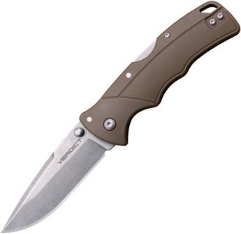 Cold Steel Verdict 3" Spear Point Folding Knife, Flat Dark Earth, Silver - CSFLC3SPSSFDE - Cold Steel