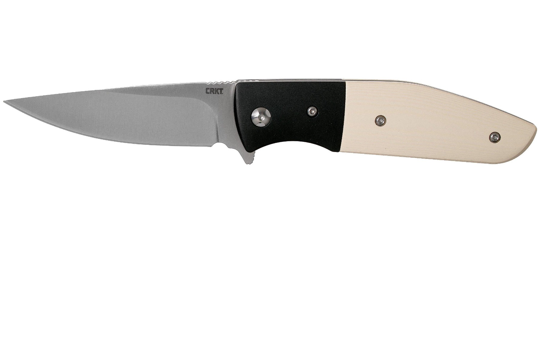 CRKT Cerfew White Folding Knife/Assisted Silver Plain 3.1" 2867 8Cr13MoV - Crkt