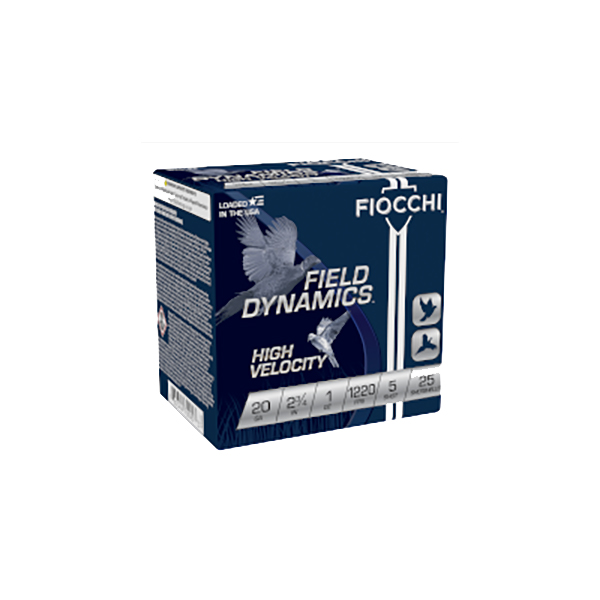 Fiocchi Field Dynamics High Velocity 20 Gauge #5  Shotshells, 25rds. - 20HV5 - Fiocchi