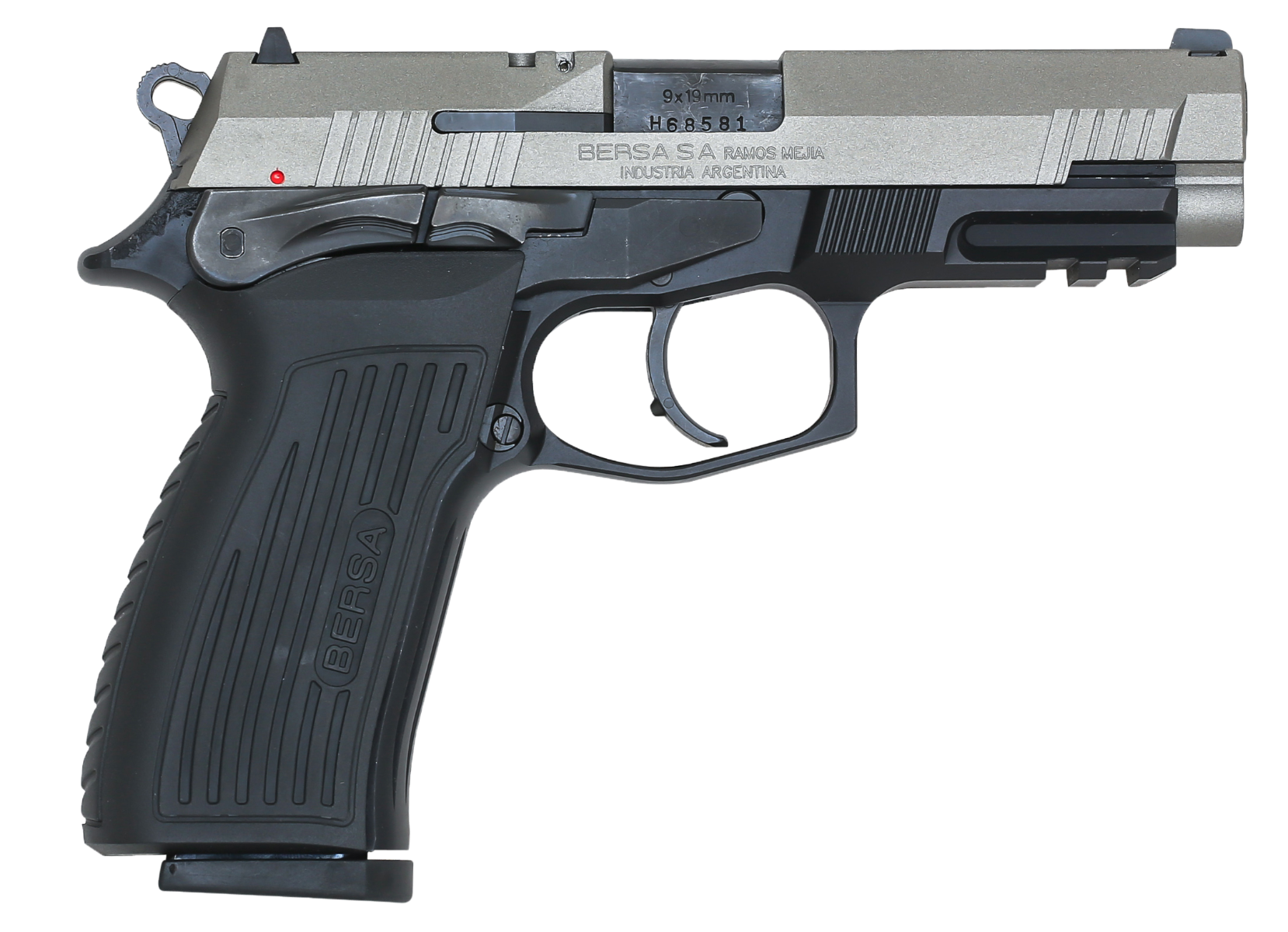 Bersa TPR9 9mm Pistol, 4.3" Barrel, Fixed Sights, Black, Silver - TPR9DT - Bersa