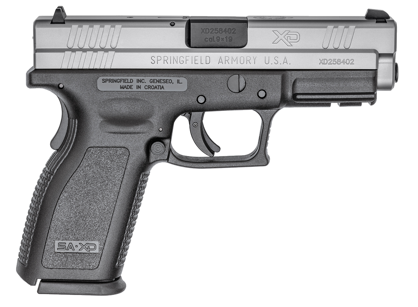 Springfield XD 9mm 4" 10rd Pistol, Silver/ Black - XD9301 - Springfield Armory
