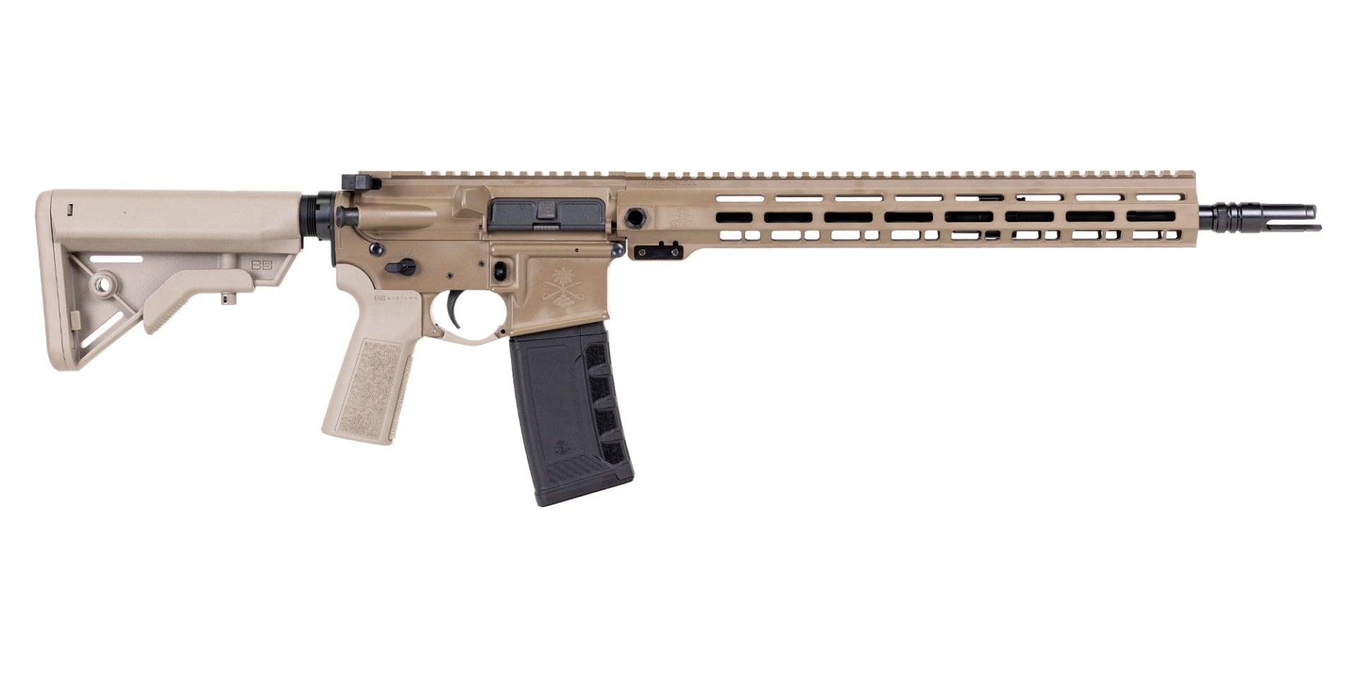PSA "Sabre" Forged 16" 5.56 Nitride Mid-Length 5.56 15" Sabre QD Rail B5 Bravo Rifle - Cerakote FDE - Palmetto State Armory