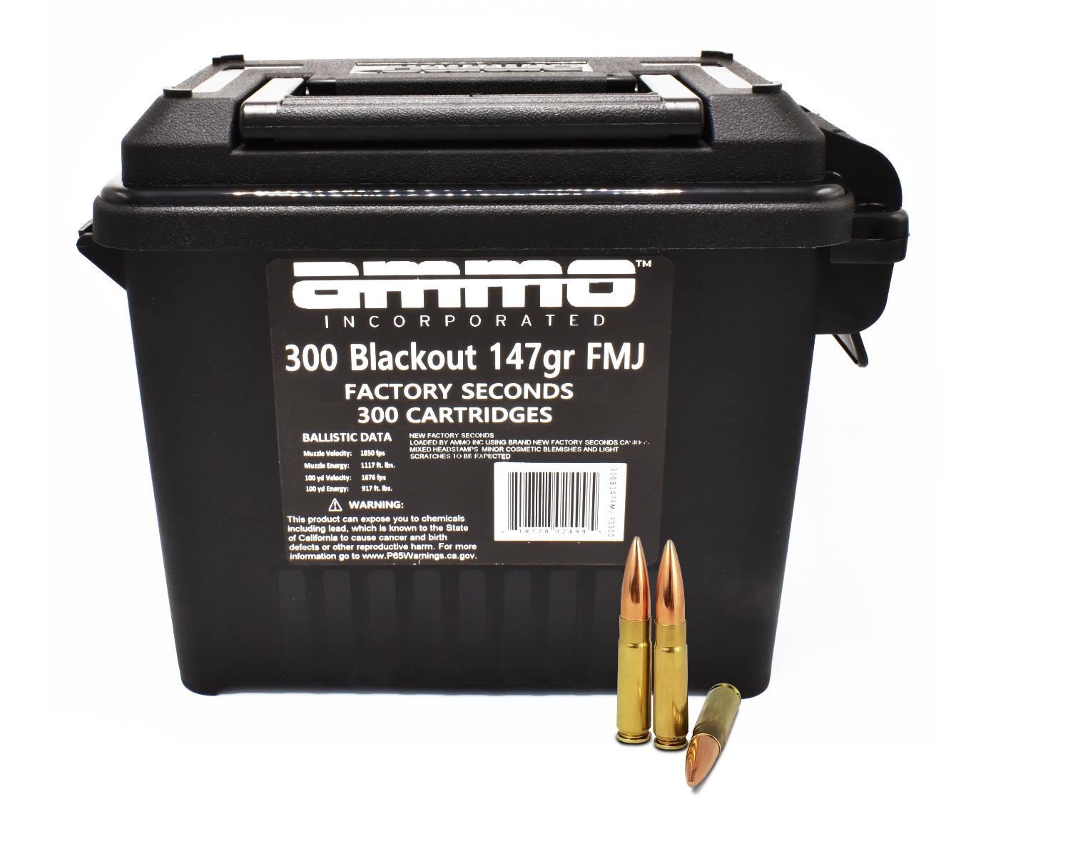 Ammo Inc .300 Blackout 147gr FMJ Ammo, 300rd Can - 300147FMJ-FS300 - Ammo Inc