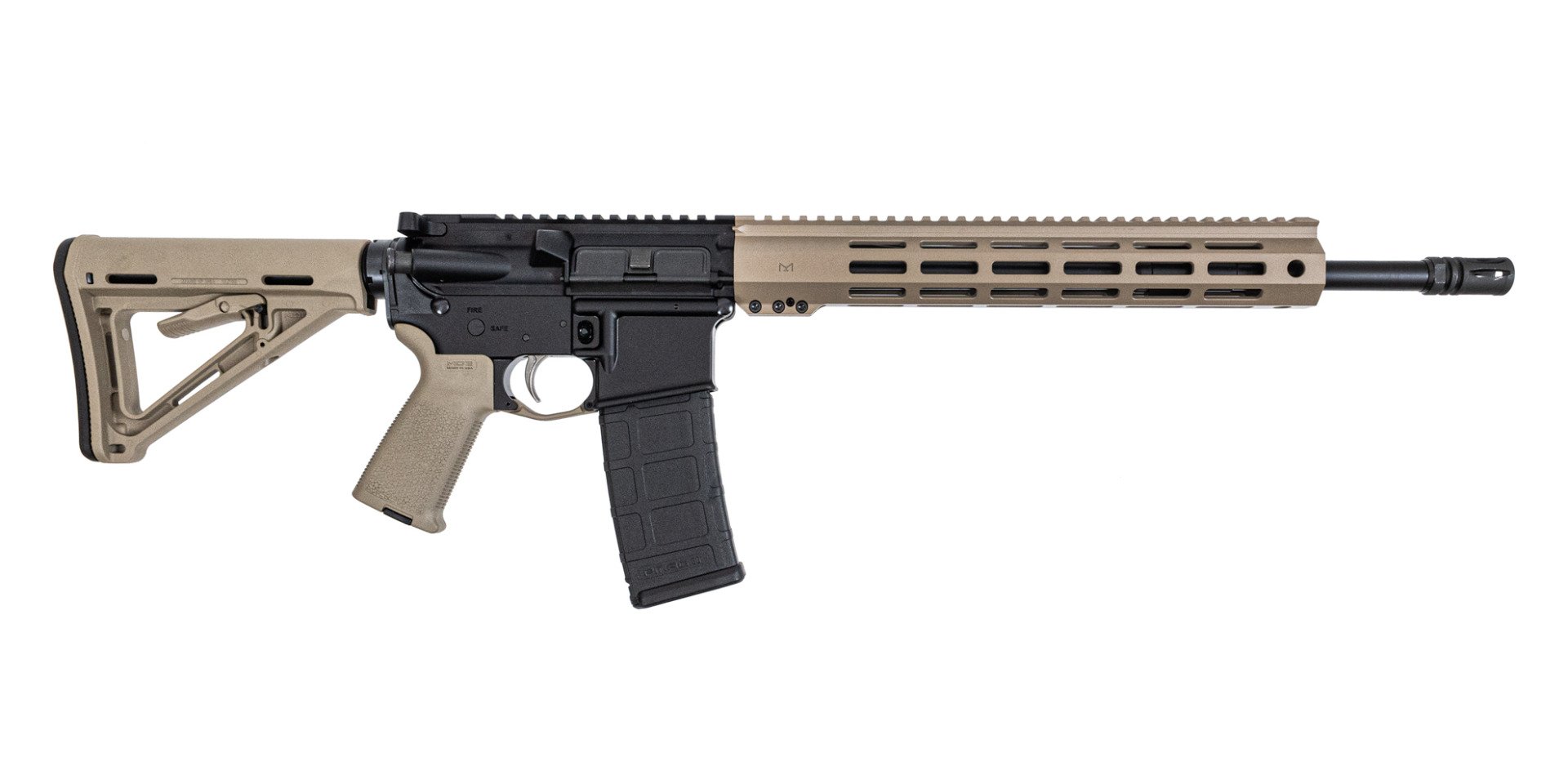 PSA 16" Mid-Length 5.56 NATO 1/7 Nitride 13" Lightweight Hex M-Lok MOE EPT Stealth Rifle, FDE - Palmetto State Armory