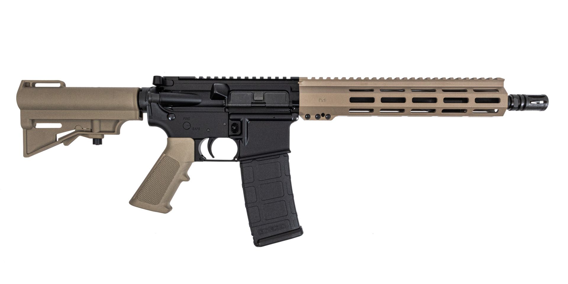 PSA 11.5" Carbine 5.56 1/7 Nitride 10.5" Lightweight Hex MLOK Classic Stealth HAR-15 Pistol, FDE - Palmetto State Armory