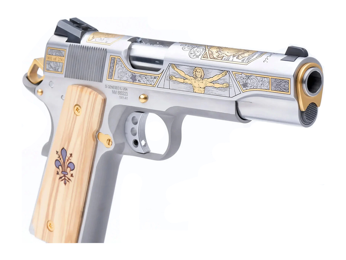 Springfield 1911 .45 ACP 5" 7rd Pistol, Limited Edition, SS / Italian Renaissance Da Vinci - SKC-EIR-DV - Springfield Armory
