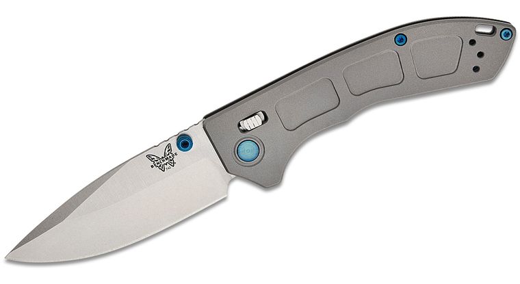 Benchmade Mini Narrows Folding Drop Point Knife, Titanium Gray - 743 - Benchmade
