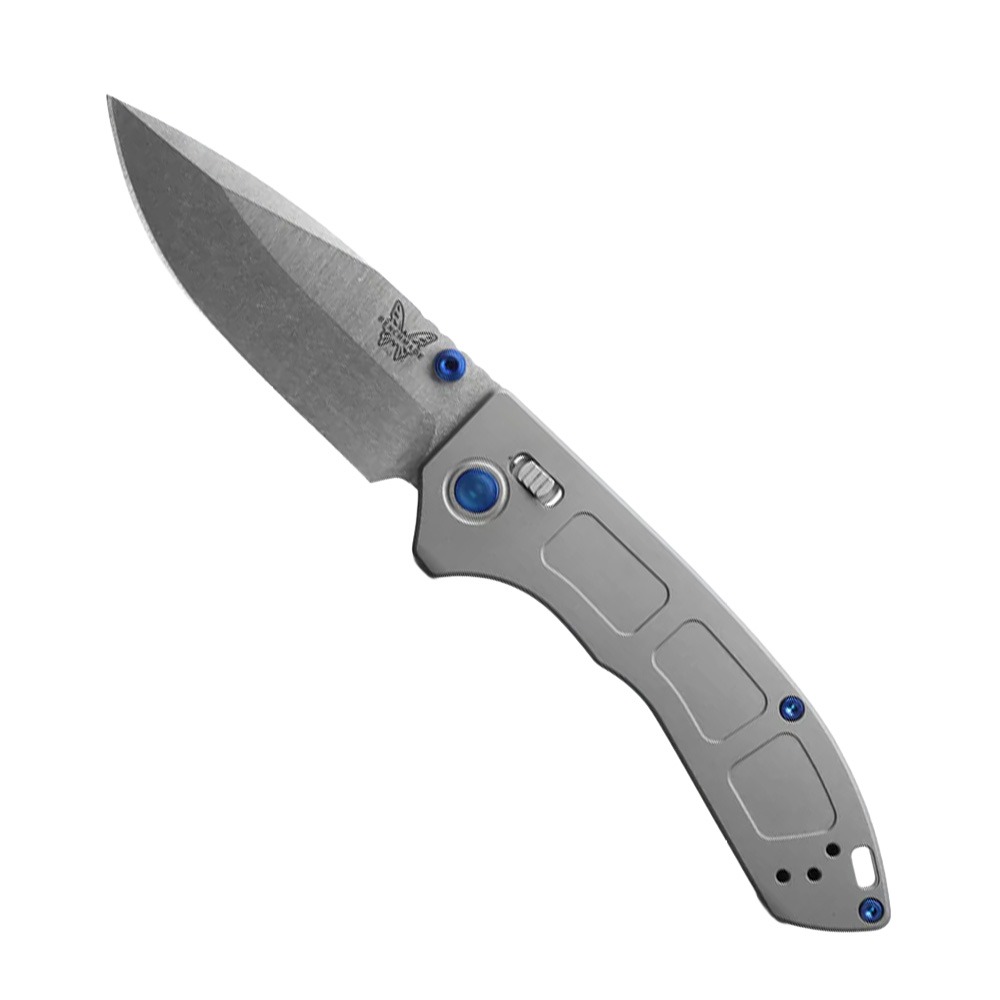 Benchmade Mini Narrows Folding Drop Point Knife, Titanium Gray - 743