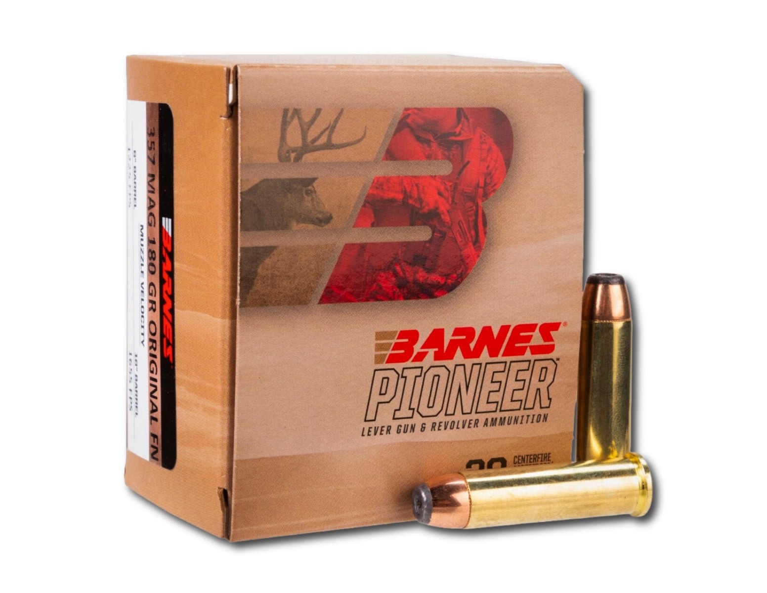 Barnes Bullets Pioneer .357 Magnum 180gr FNJSP 20rds Handgun Ammo, 20Rds