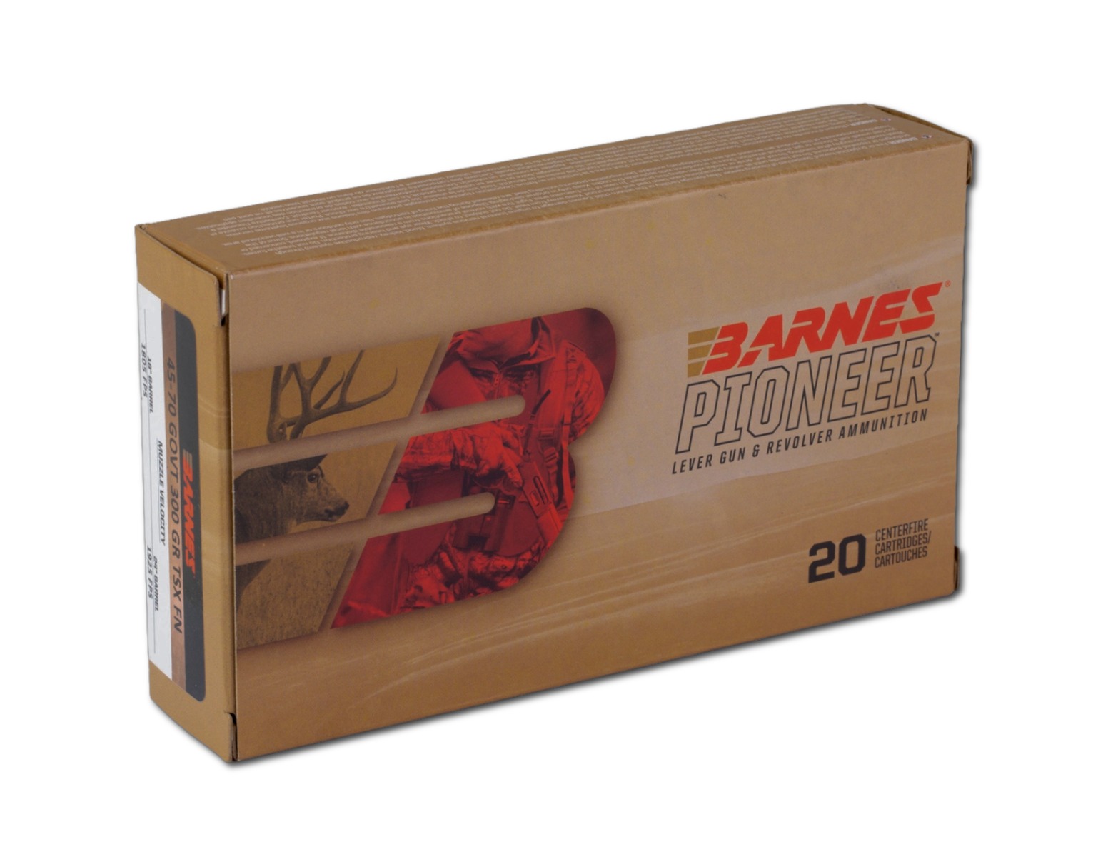 Barnes Bullets Pioneer .45-70 Government 300gr TSXFN Rifle Ammo, 20Rds