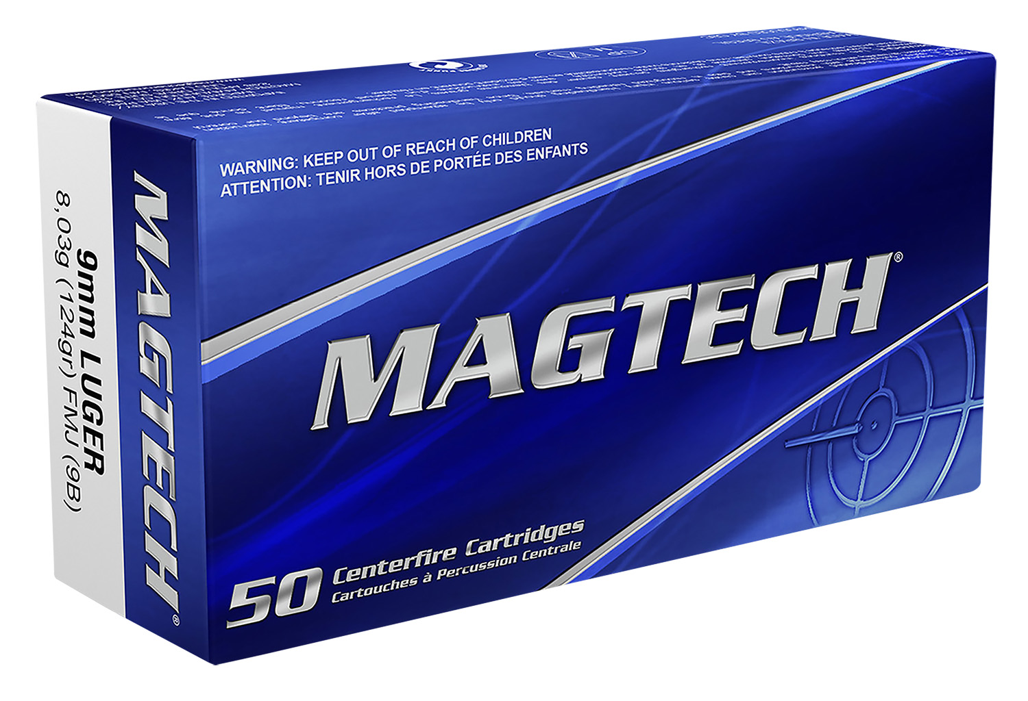 Magtech Range/Training 9mm 124 gr FMJ 50rds Handgun Ammo for Consistent Performance in Training - 9B - Magtech
