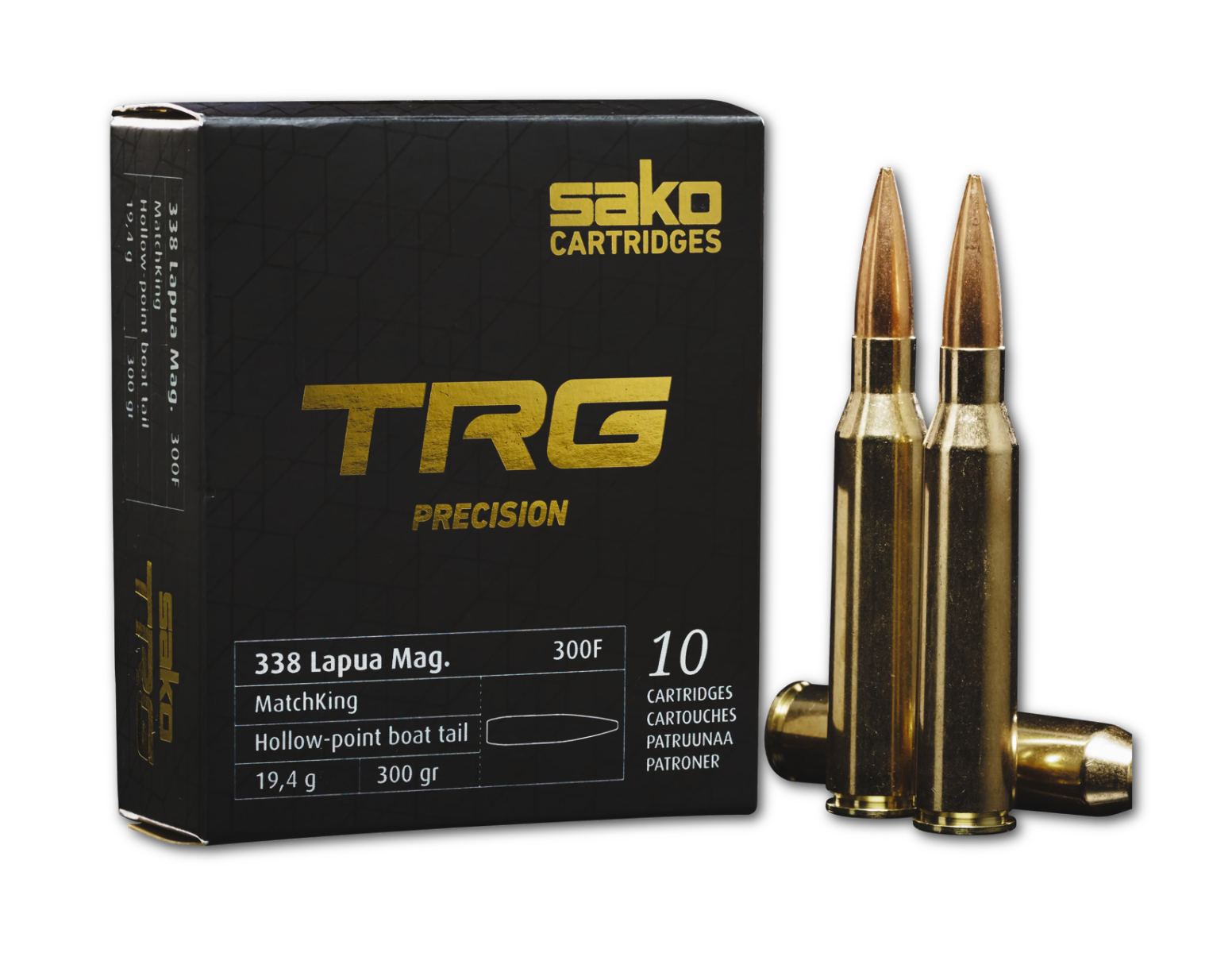 Sako TRG Precision .338 Lapua Magnum 300gr MatchKing BTHP 10rds Rifle Ammo, 10Rds