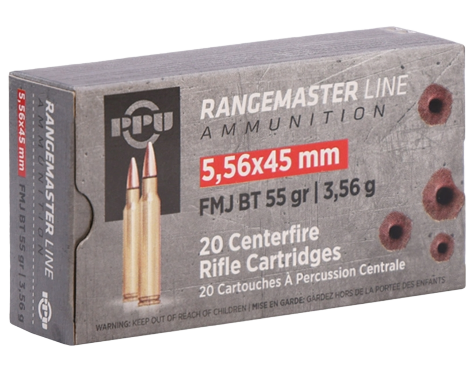 PPU USA RangeMaster 5.56x45mm 55 gr FMJBT 125rds Rifle Ammo for High-Volume Training - PPRM5561P - Prvi Partizan