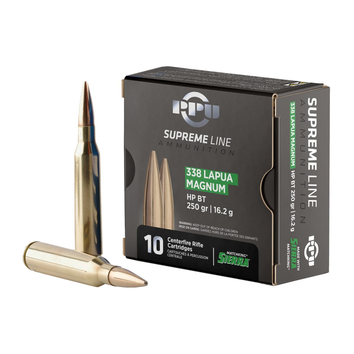 PPU USA Supreme Line .338 Lapua Magnum 250 gr BTHP 10rds Rifle Ammo - PPMK338 - Prvi Partizan