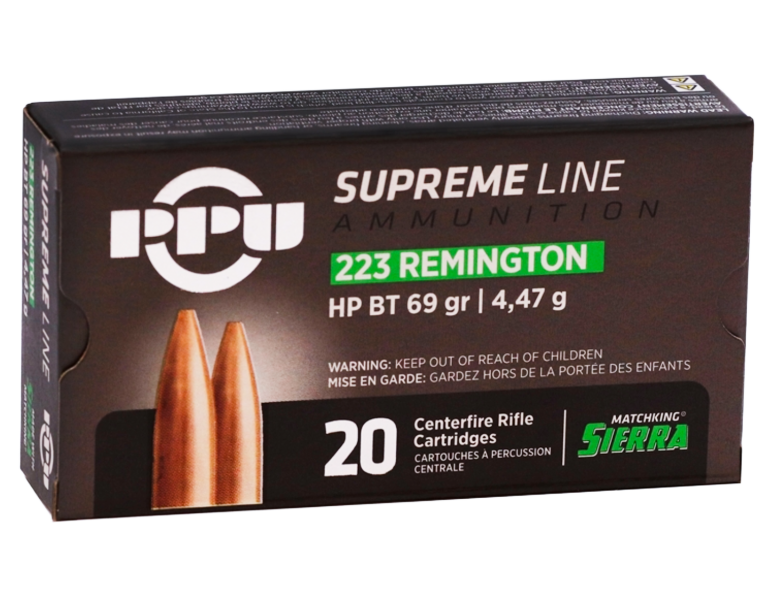 PPU USA Supreme Line .223 Remington 69 gr BTHP 10rds Rifle Ammo for Precision and Competitive Shooting - PPMK223 - Prvi Partizan