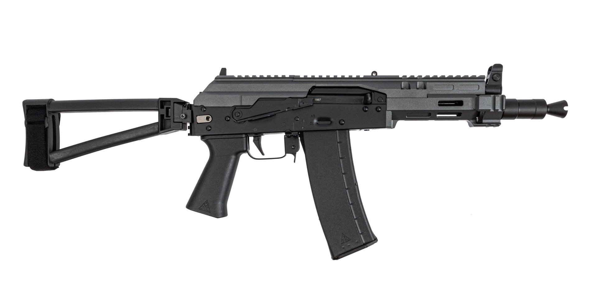 Soviet Arms 5.56 Krink Triangle Side Folding Pistol, MK3 Krink Chassis Carbon Gray, ALG, and Soviet Arms Grip - Palmetto State Armory