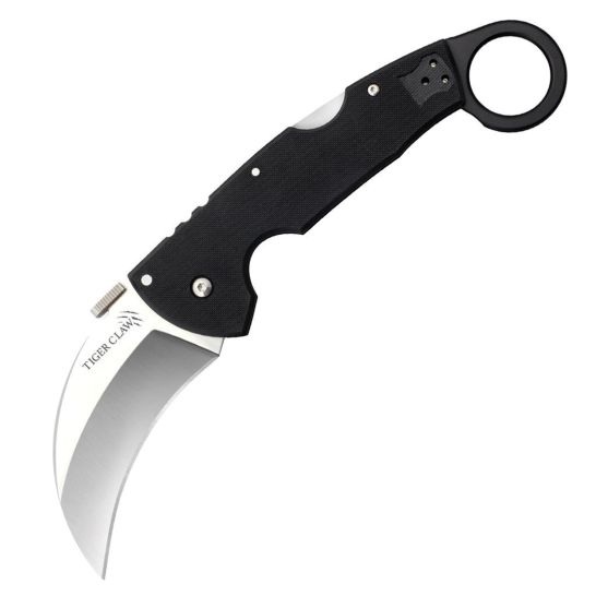 Cold Steel Tiger Claw Karambit Knife Hawkbill Black Plain Edge - Durable, Lightweight and Reliable Handle - CS-22C - Cold Steel