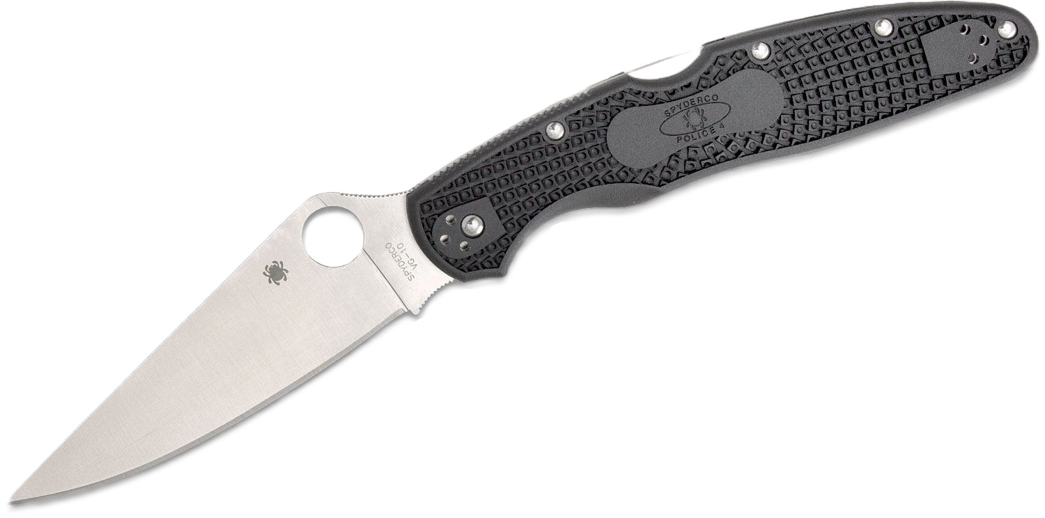 Spyderco Police 4 Lightweight Folding Drop Point Knife, Black - C07PBK4 - Spyderco