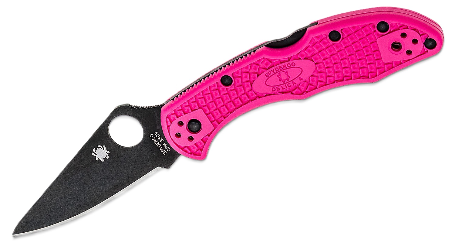 Spyderco Delica 4 Lightweight Folding Drop Point Knife, Pink - C11FPPNS30VBK - Spyderco