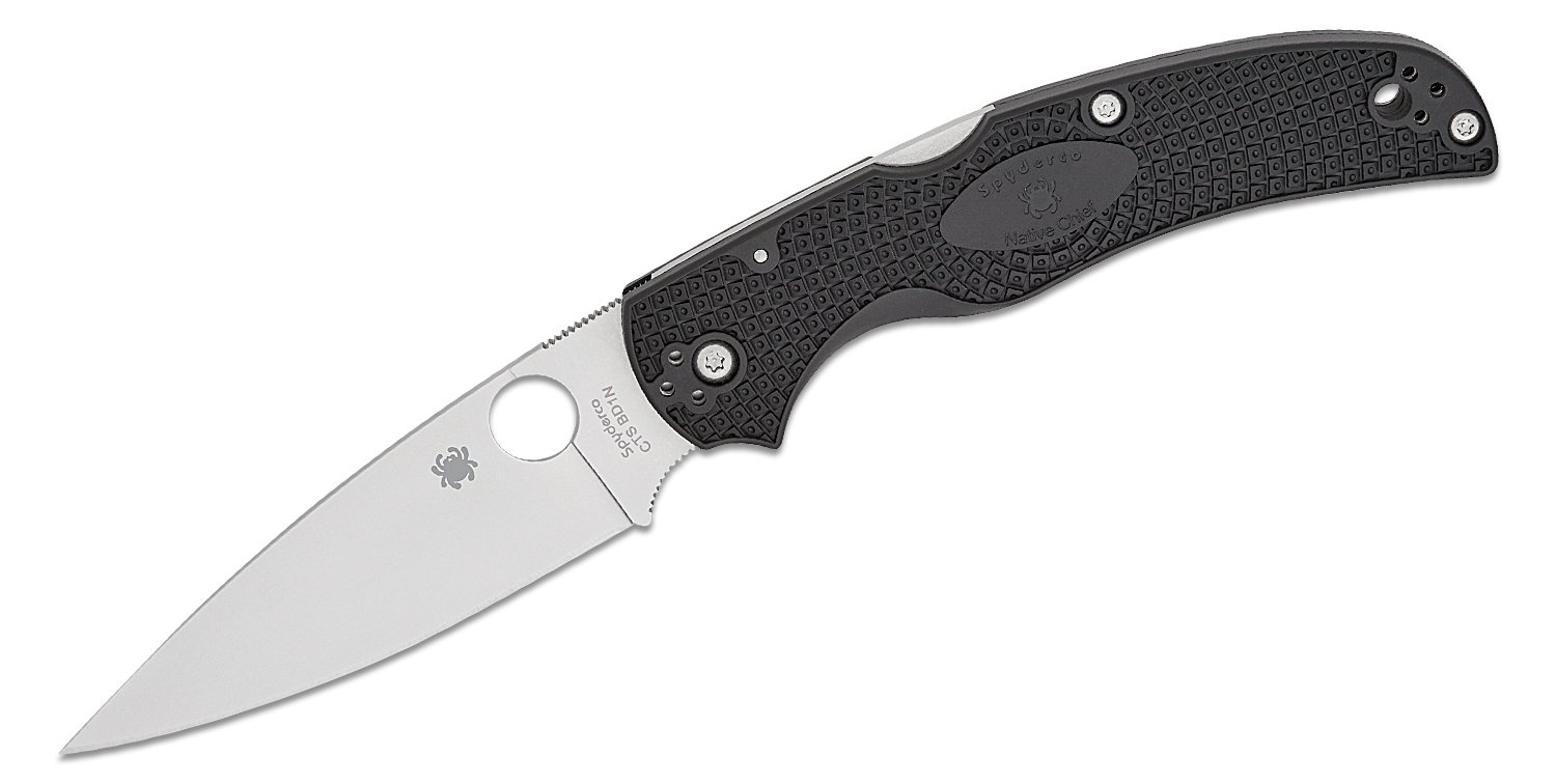 Spyderco Native Chief Lightweight Folding Drop Point Knife, Black - C244PBK - Spyderco