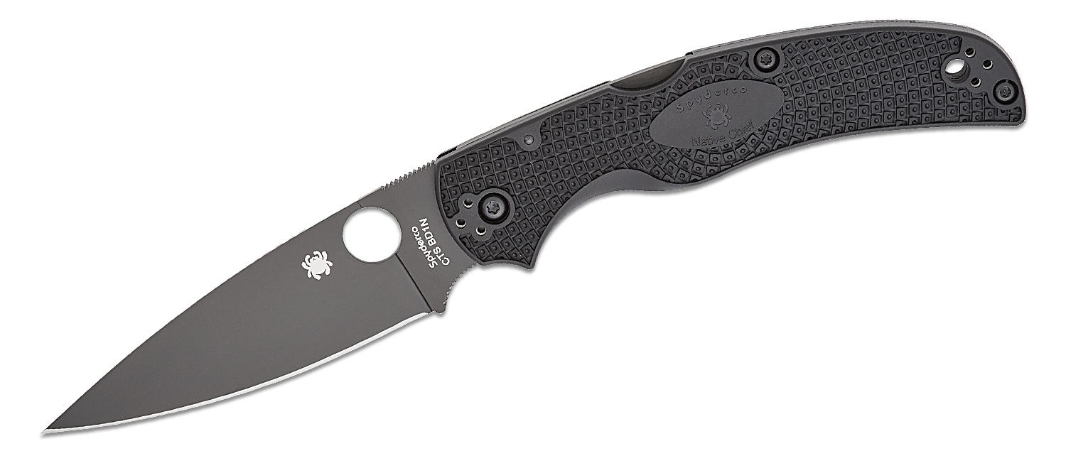 Spyderco Native Chief Lightweight Folding Drop Point Knife, Black - C244PBBK - Spyderco