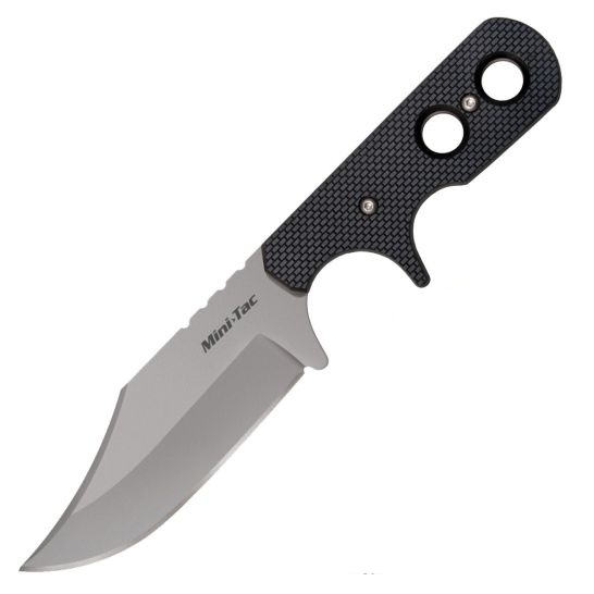 Cold Steel Mini Tac Bowie Fixed Knife Clip Point Black - Secure Grip, Ideal for Tactical and Outdoor Use - CS-49HCFZ - Cold Steel