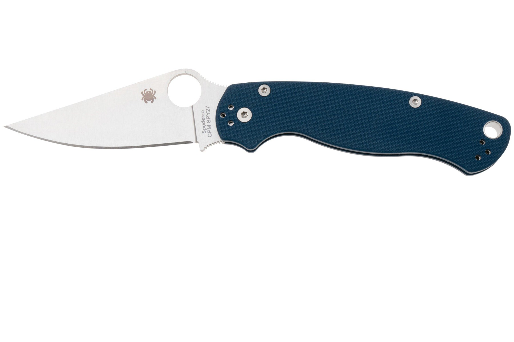 Spyderco Para Military 2 Folding Knife Clip Point, Cobalt Blue - C81GPCBL2 - Spyderco