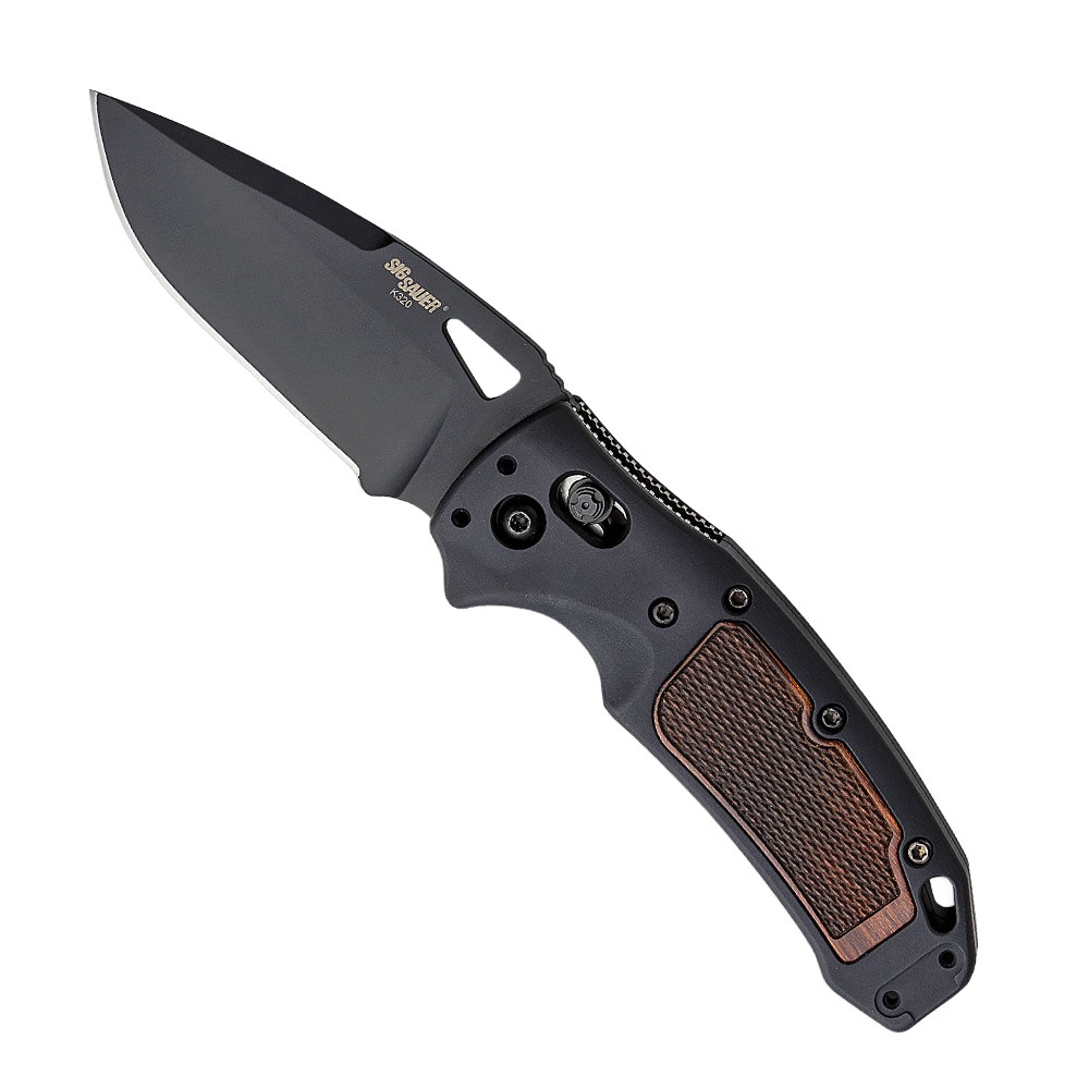Sig K320 Classic AXG 3.5 inch ABLE Lock Folder | Drop Point Blade | Black Cerakote Finish | Aluminum Frame | Matte Black Anodize | Heritage Walnut Wood Insert