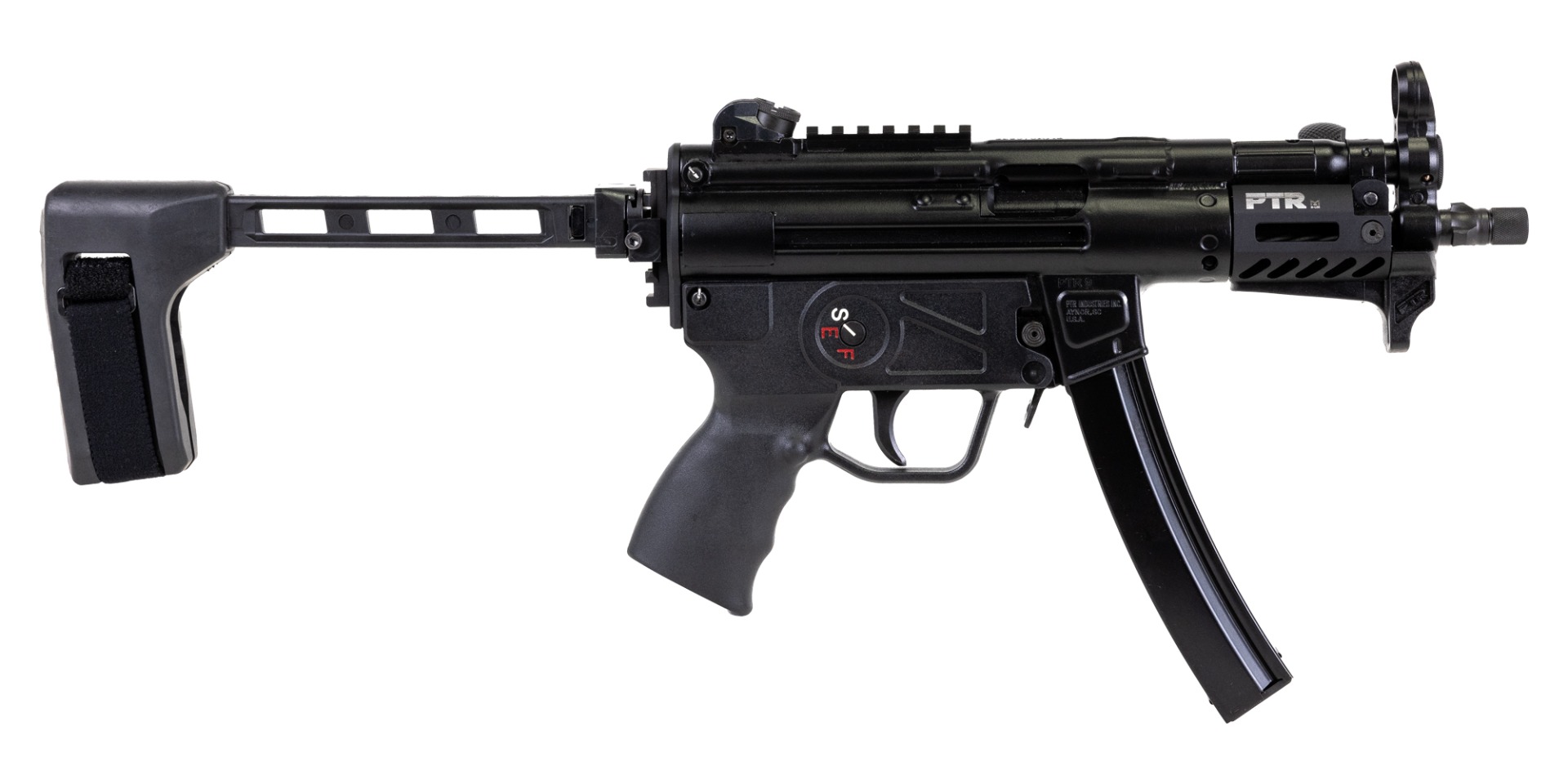PTR Industries PTR-9KT 5.16" 9mm Pistol W/ Brace, Black - Ptr Industries