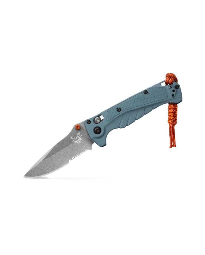 Benchmade Intersect Fixed Blade Drop Point Knife Serrated, Depth Blue - 18050S
