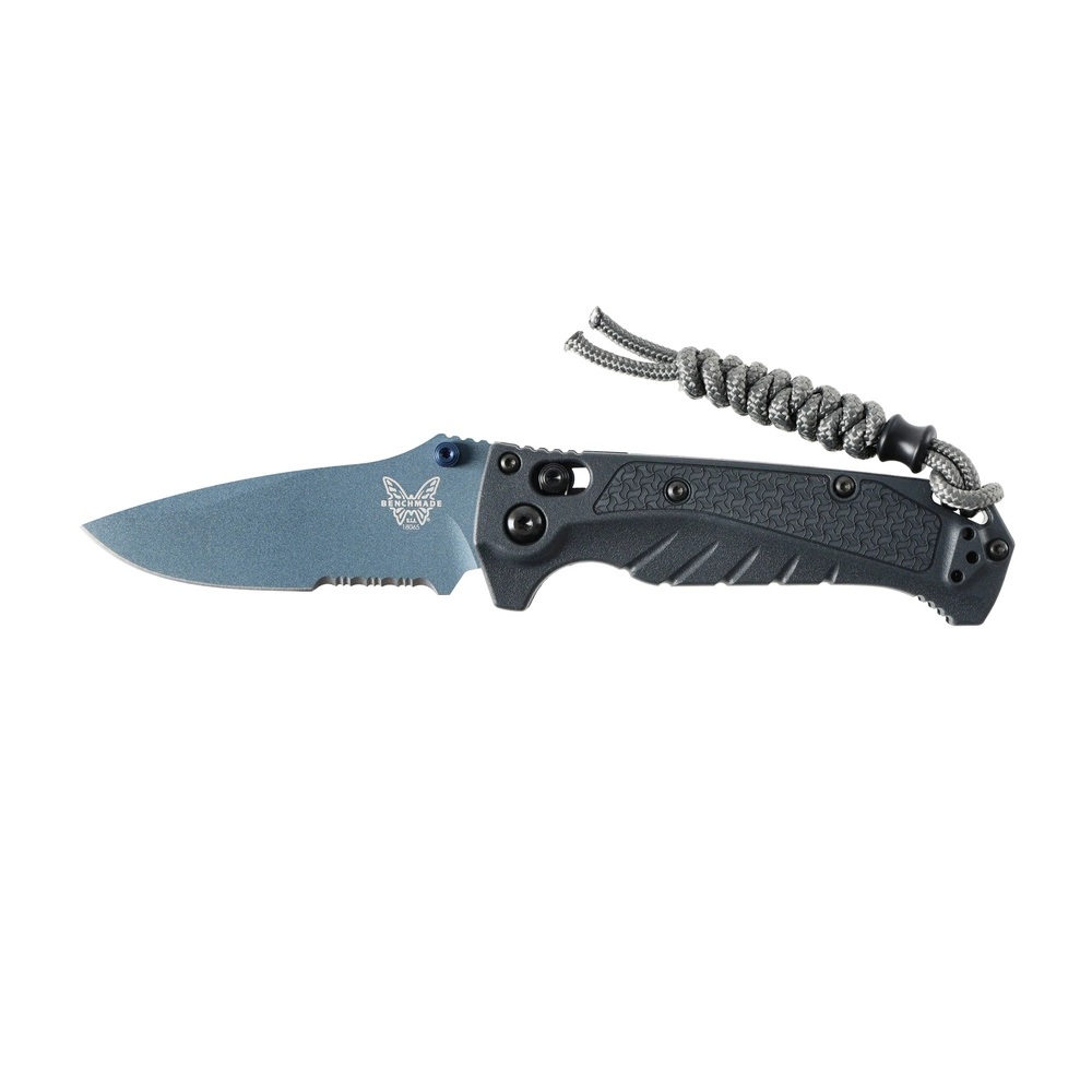 Benchmade Mini Adira Folding Drop Point Knife Serrated, Tempest Gray - 18065SBT-01 - Benchmade